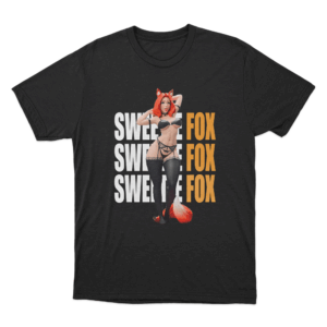 Sweetie Fox Character Illustration Unisex T Shirt Black