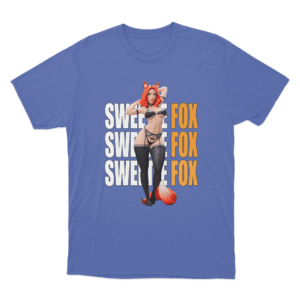 Sweetie Fox Character Illustration Unisex T Shirt Blue