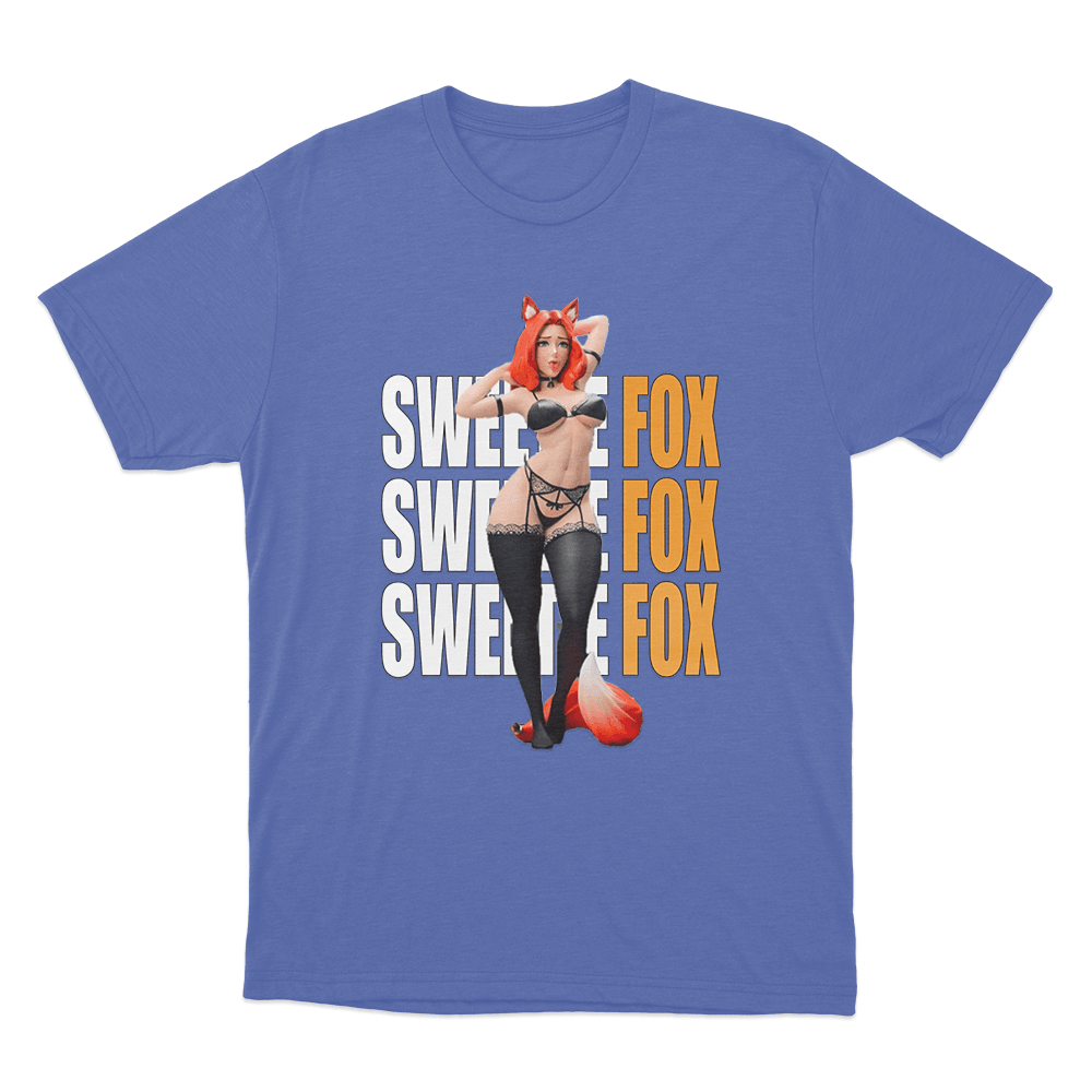Sweetie Fox Character Illustration Unisex T Shirt Blue Sweetie Fox Character Illustration Unisex T Shirt Blue