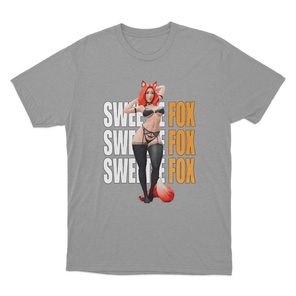 Sweetie Fox Character Illustration Unisex T Shirt Grey Sweetie Fox Character Illustration Unisex T Shirt Grey